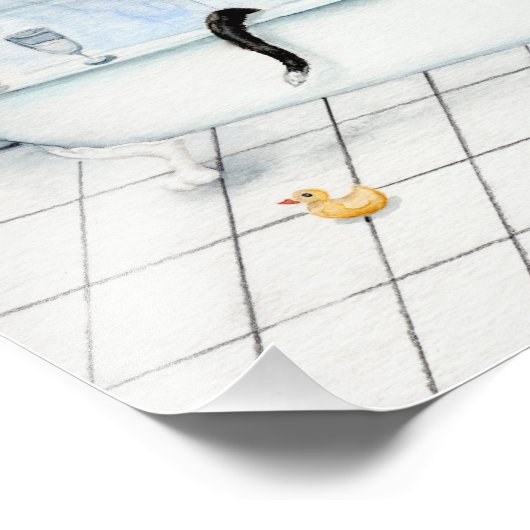 Impression Photo Journal de lecture de chat dans la baignoire. (Coin)