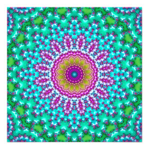 Impression Photo Joyau super Coloré Tone Boho Fractal Mandala