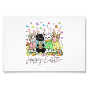 Impression Photo Joyeuses Pâques Adorateur de Chat Mignon Lapin Jou
