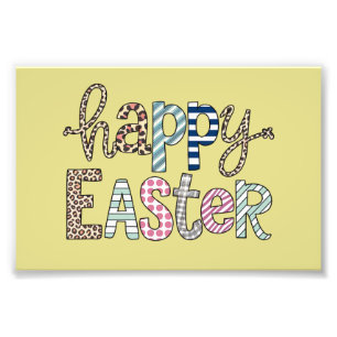 Impression Photo Joyeuses Pâques Lapin Floral Mignon Printemps Léop