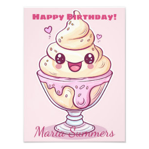 Impression Photo Joyeux anniversaire Dondurma crème glacée Kawaii C