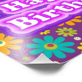 Impression Photo Joyeux anniversaire Hippie Fleurs (Coin)