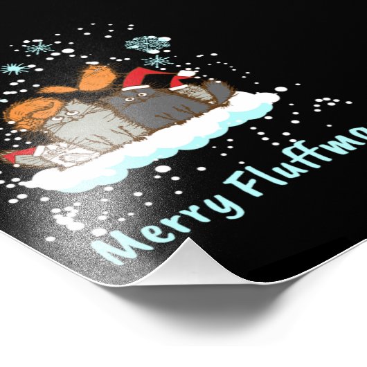Impression Photo Joyeux Fluffmas Noël Chat Noël présent (Coin)