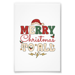 Impression Photo Joyeux Noël à tous Chapeau de Père Noël Éclairs Ét