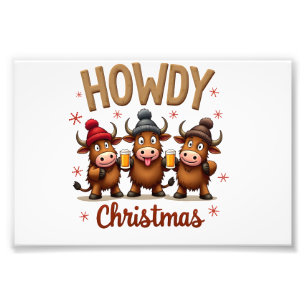 Impression Photo Joyeux Noël Drôle Vache Highland Noël Amoureux des