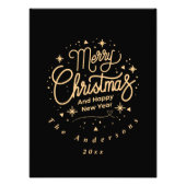 Impression Photo Joyeux Noël Joyeux Nouvel An Moderne Noir & Or (Devant)