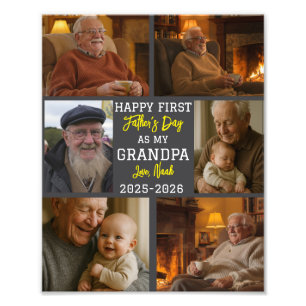 Impression Photo Joyeux premier Grand-papa Day Collage de photos