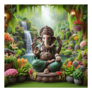 Impression Photo Jungle Ganesha Cascade Serene Art divin