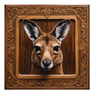Impression Photo Kangaroo en bois 3D australien