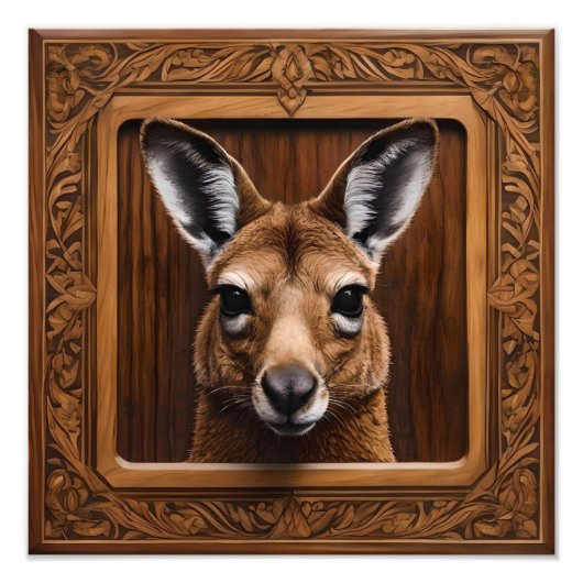 Impression Photo Kangaroo en bois 3D australien (Devant)