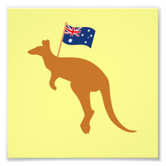 Impression Photo kangourou drapeau australie jaune (Devant)