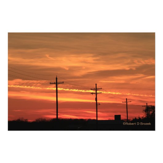 Impression Photo Kansas Coucher de soleil avec lignes électriques P (Devant)