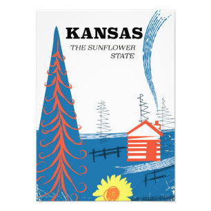 Impression Photo Kansas "l'état du tournesol" affiche de voyage vin