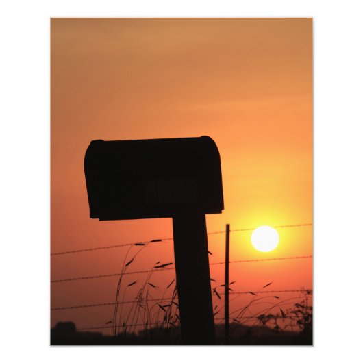Impression Photo Kansas Mail Box Silhouette Coucher de soleil avec (Devant)