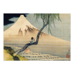 Impression Photo Katsushika Hokusai - Garçon regardant le Mont Fuji