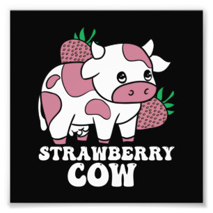 Impression Photo Kawaii fraise vache folle vache ferme animal