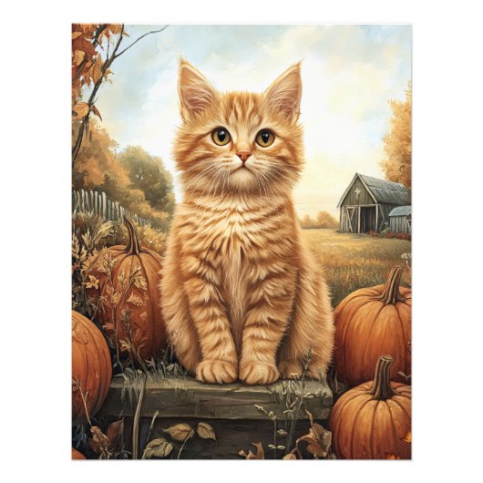Impression Photo Kitten d'automne avec Citrouille (Devant)