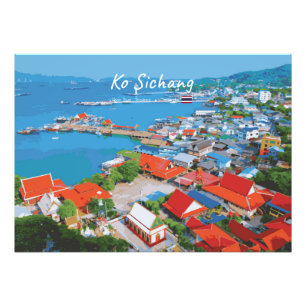 Impression Photo Ko Sichang, Thaïlande - Vue animée du port