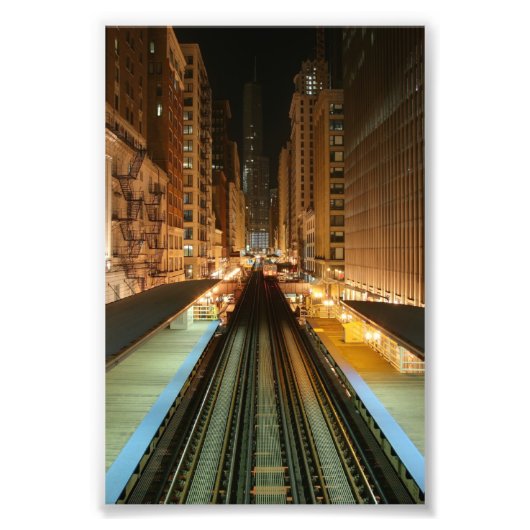 Impression Photo La gare de Chicago 'L' de nuit (Devant)
