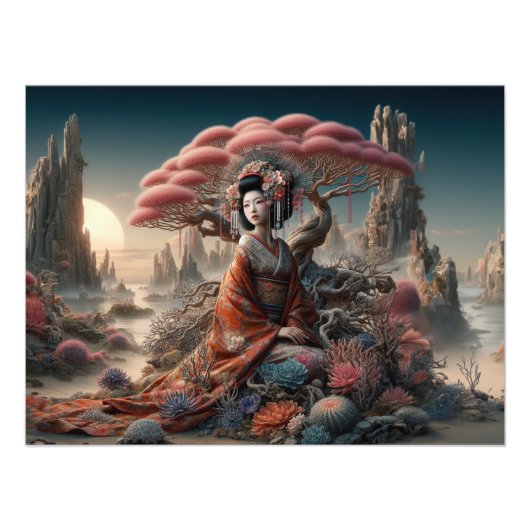 Impression Photo La geisha et l'arbre corail (Devant)