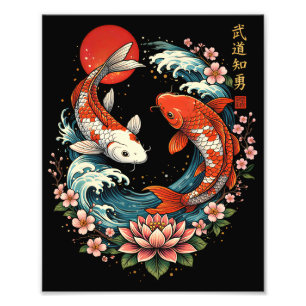Impression Photo La Grande Vague au large des poissons Koi 