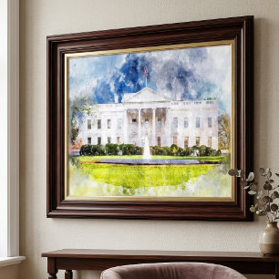 Impression Photo La Maison Blanche à Washington DC Aquarelle