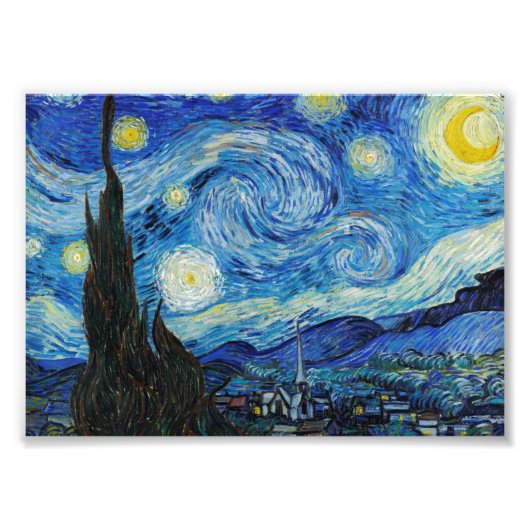 Impression Photo La nuit étoilée (1889) par Vincent Van Gogh (Devant)