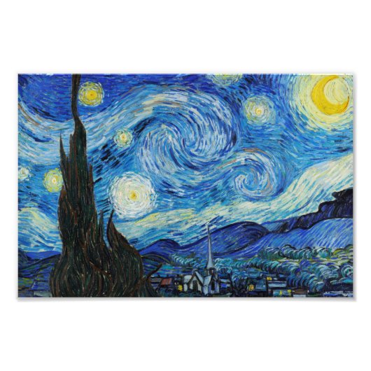 Impression Photo La nuit étoilée (1889) par Vincent Van Gogh (Devant)