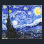 Impression Photo La nuit étoilée de Van Gogh<br><div class="desc">Peinture à l'huile du maître hollandais Vincent Van Gogh (1853-1890) Probablement son tableau le plus célèbre, Van Gogh peint "La nuit étoilée" en 1889 de mémoire alors qu'il se trouvait dans un asile en France où il s'est enregistré pour la dépression.La scène dépeint la vue depuis sa fenêtre de chambre....</div>