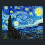 Impression Photo La nuit étoilée - Van Gogh<br><div class="desc">La nuit étoilée est une huile sur toile peinte par le peintre néo-impressionniste Vincent van Gogh. Peint en juin 1889,  il dépeint la vue depuis la fenêtre est de sa chambre d'asile à Saint-Rémy-de-Provence,  juste avant le lever du soleil,  avec l'ajout d'un village imaginaire</div>