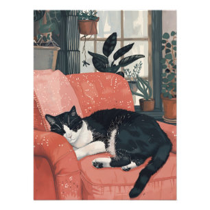 Impression Photo La sieste tropicale : Chat douillet dans la Jungle