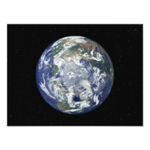 Impression Photo La terre entièrement allumée portée sur le Pôle