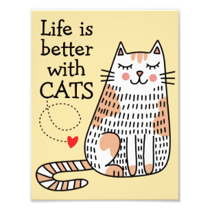 Impression Photo La vie est meilleure avec des chats Doodle