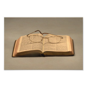 Impression Photo La vie toujours avec la bible et les verres de