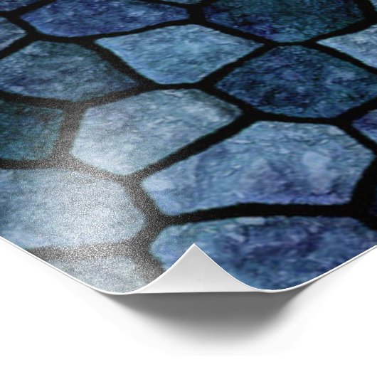 Impression Photo Lagune Bleue Minuit Pavé Patchwork Terrazo Pat (Coin)