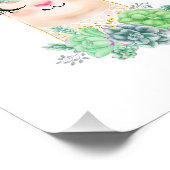 Impression photo lama à l'aquarelle avec succulent (Coin)