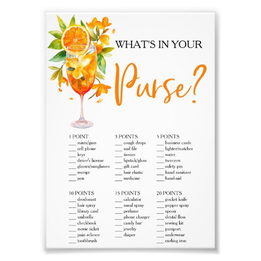 Impression Photo L'amour au premier Spritz Que contient votre sac ? (Devant)