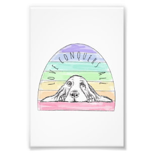 Impression Photo l'amour conquiert tout chien arc-en-ciel basset ho