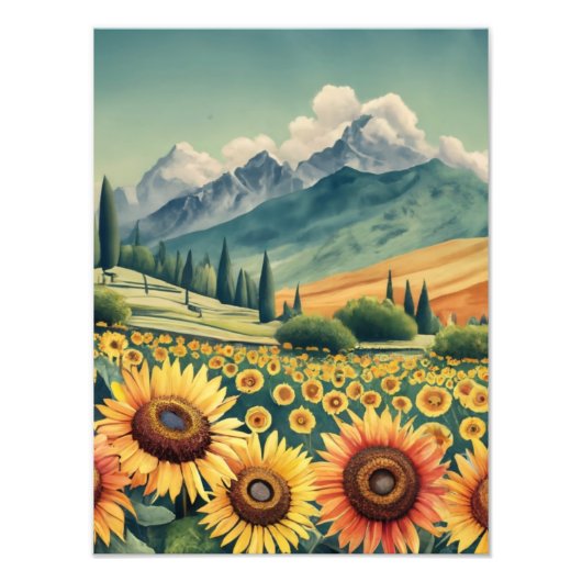Impression Photo Landscape Sunflowers Boho (Devant)