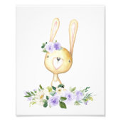 Impression Photo Lapin Bébé, Animaux De Bois, Boho, Fleurs Violette (Devant)