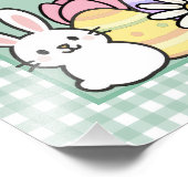 Impression Photo Lapin de Pâques Poussins Œufs Gingham Vert (Coin)