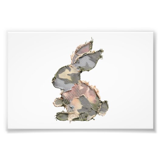 Impression Photo Lapin Drôle Crochet Patchwork Camo Lapin Heureux E (Devant)