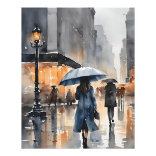 Impression Photo L'aquarelle de la ville pluvieuse