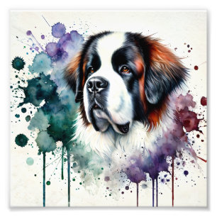 Impression Photo L'art de l'aquarelle majestueuse Saint Bernard