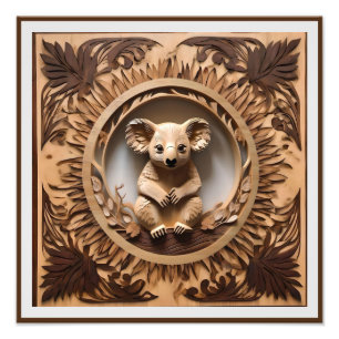 Impression Photo L'Australien Koala Bear Wood Carving,