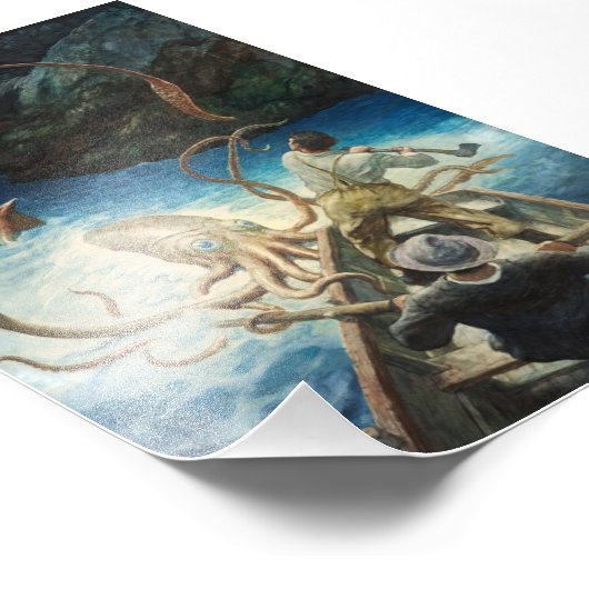 Impression Photo L'aventure du calmar géant par N. C. Wyeth (Coin)