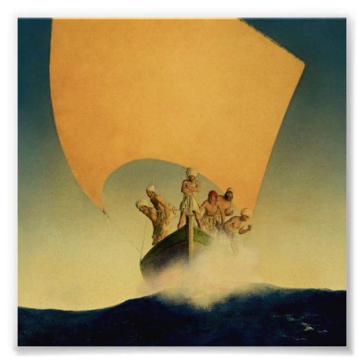 Impression Photo « Le bateau pirate » par Maxfield Parrish (Devant)