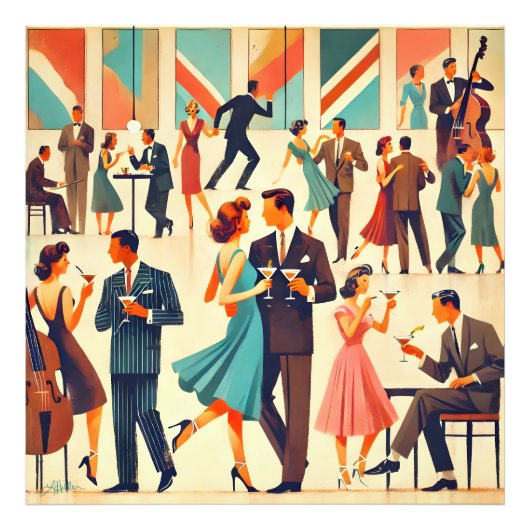 Impression Photo Le Club Martinis Moderne Du Milieu Du Siècle (Devant)