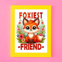 Le jeu de mot Foxiest Friend. Caricature du chiot