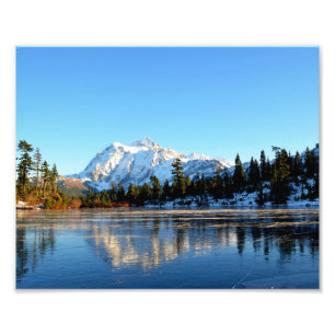 Impression Photo Le mont Shuksan avec le lac Picture le jour d'hive
